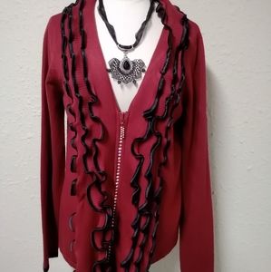 BNWT Belldini red/black ruffle cardigan